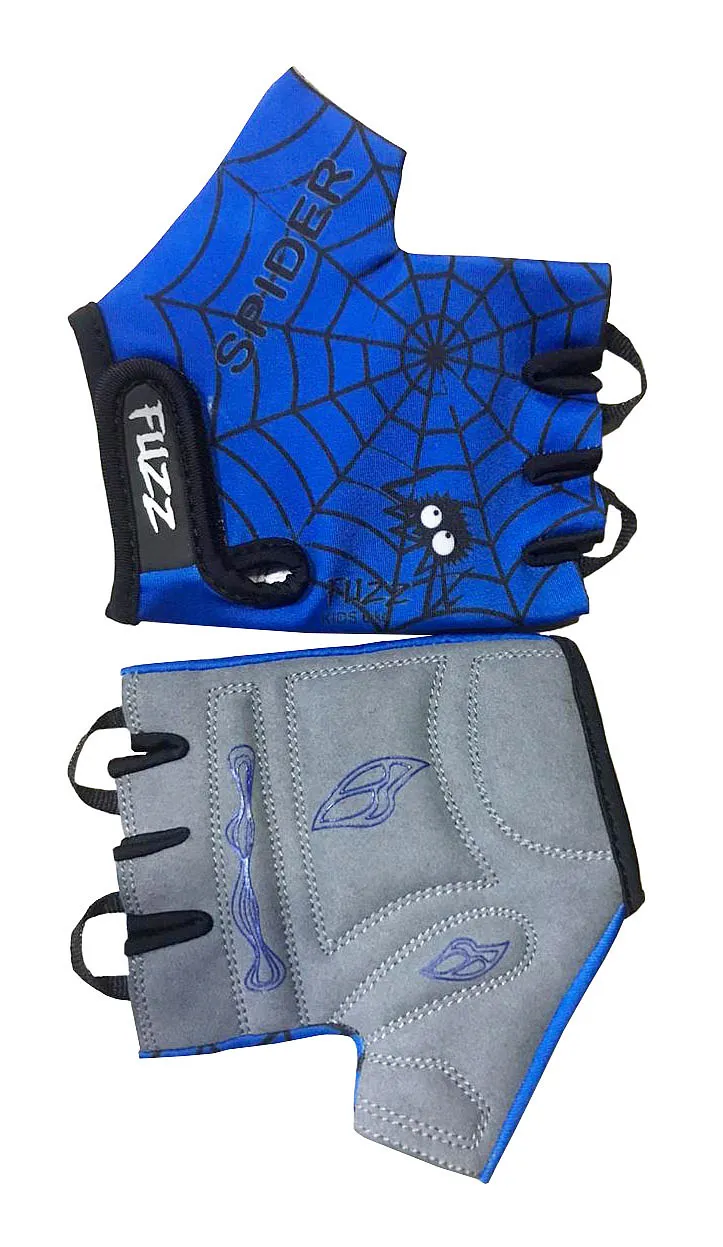 Перчатки детские лайкра SPIDER сине-черные р-р 6/M GRIP GEL, с петельками, на липучке FUZZ